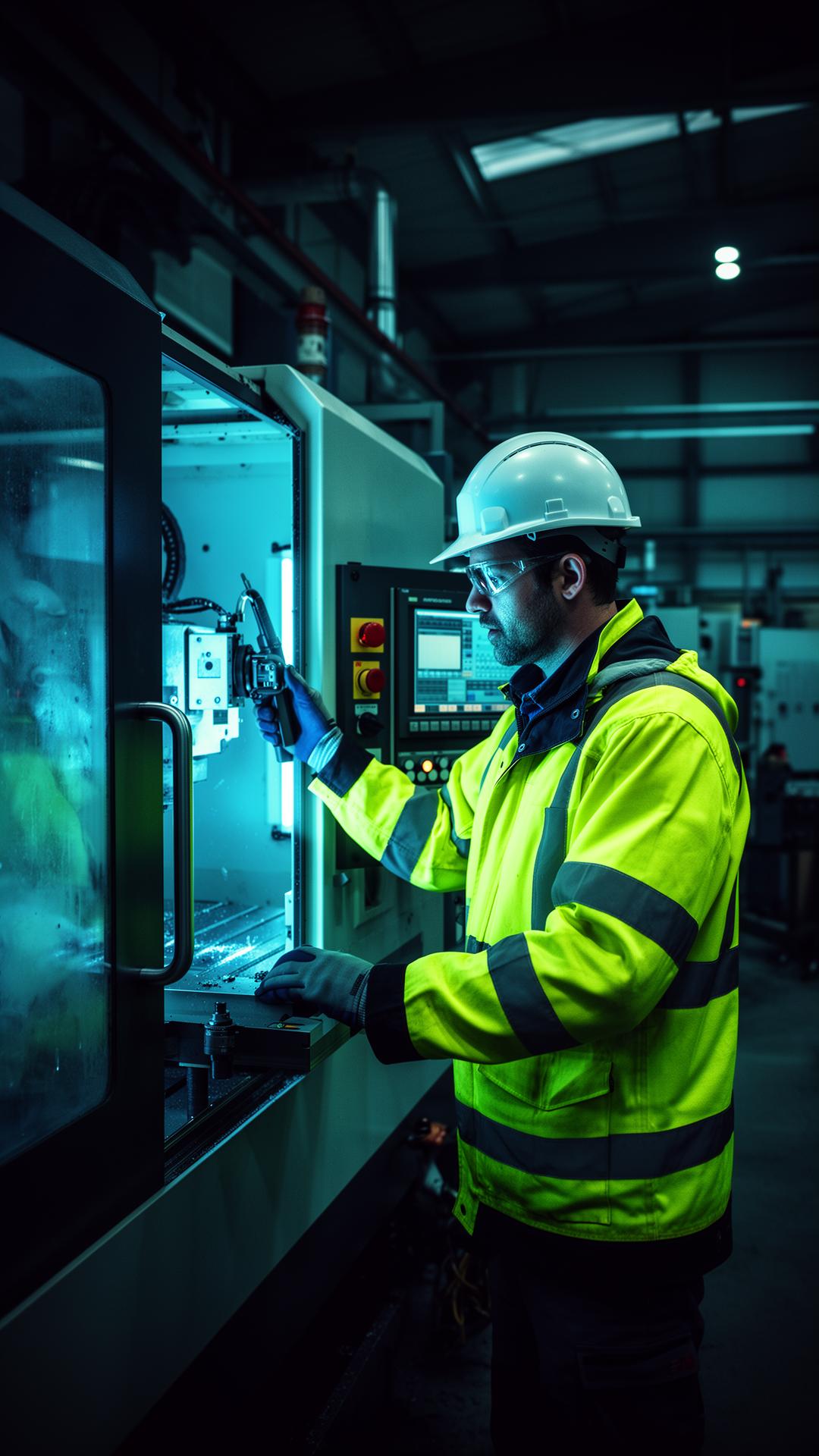 CNC operaator töötab tootmisettevõttes